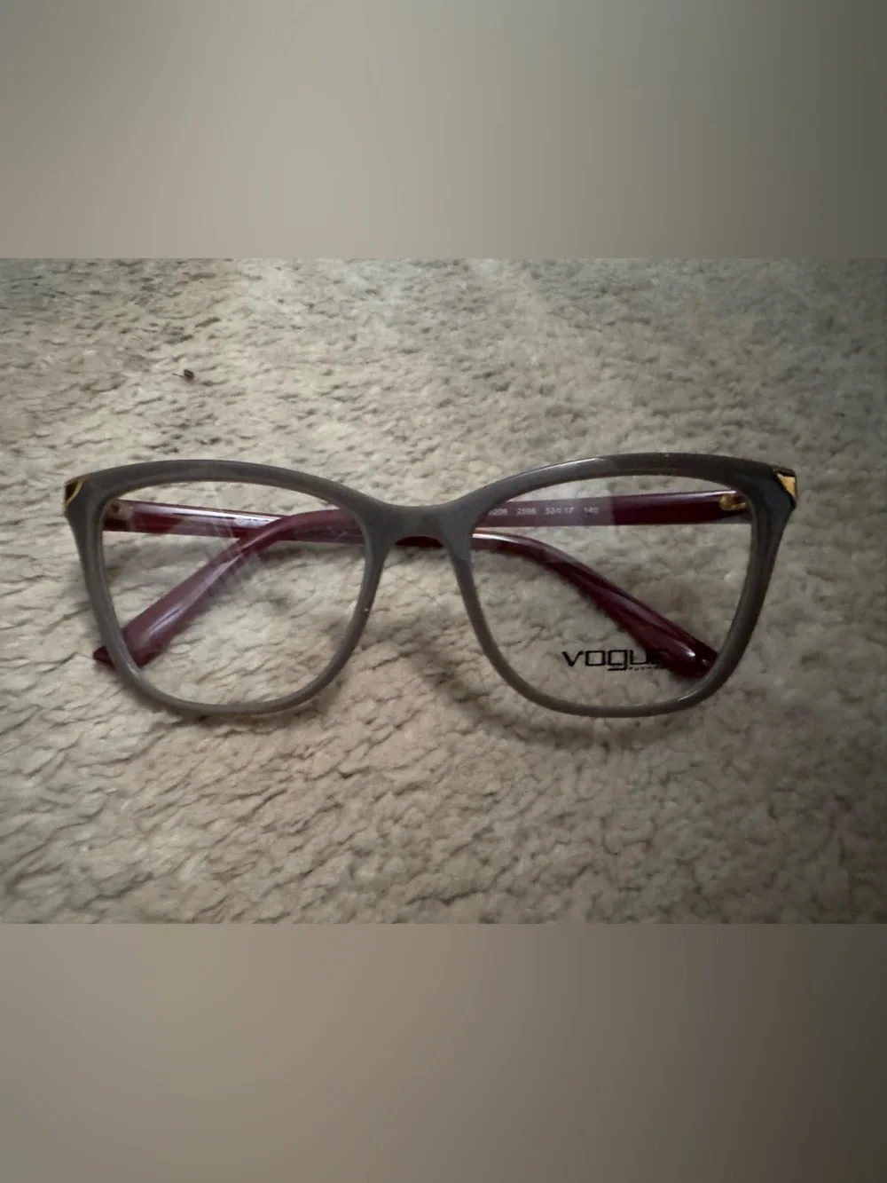 Vogue Two-Tone Gray Front with Burgundy Temples Women's Glasses
